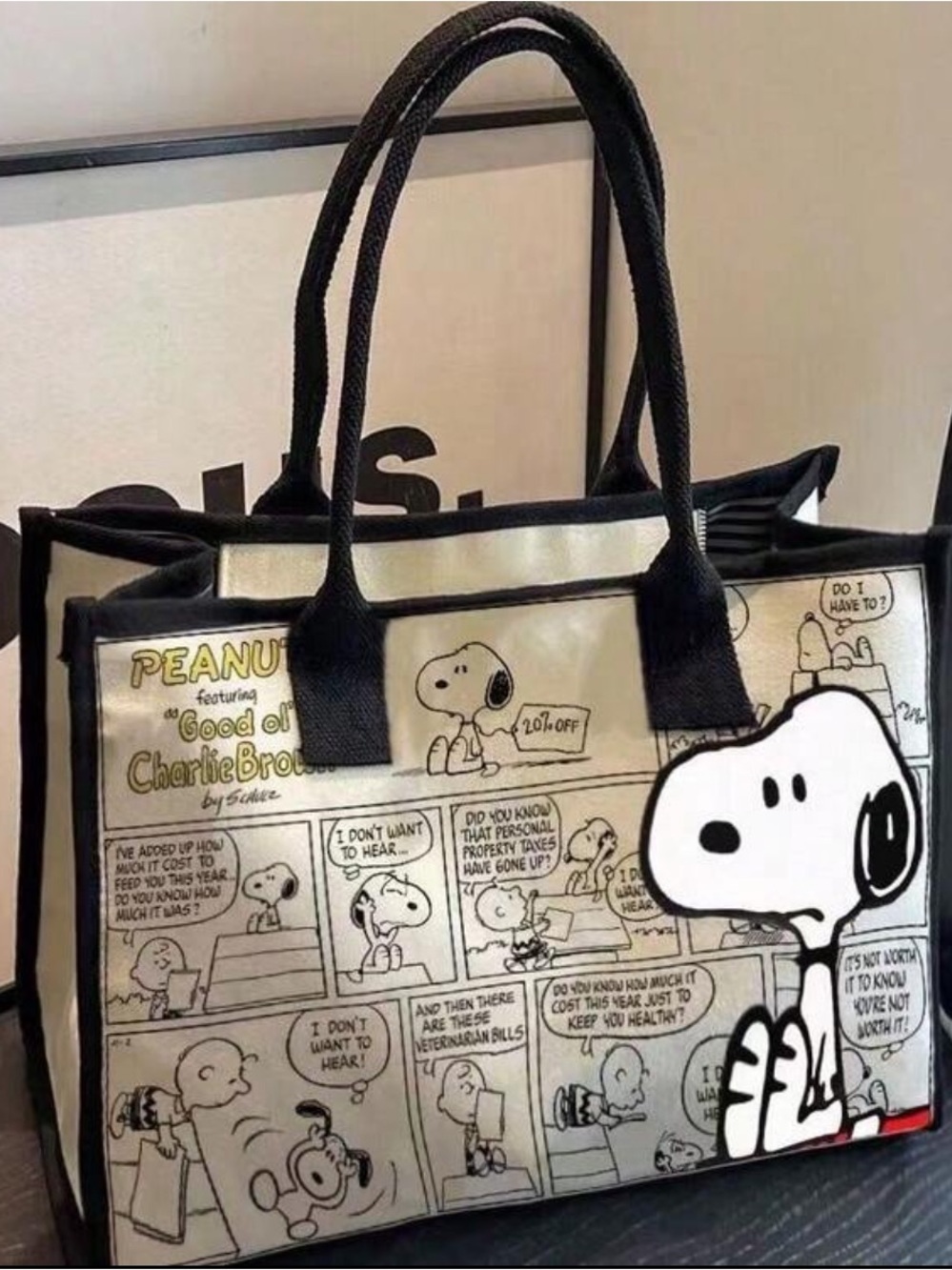 Peanuts Snoopy Comic Strip Canvas Tote Bag NEW 🏷️ - Picture 3 of 4